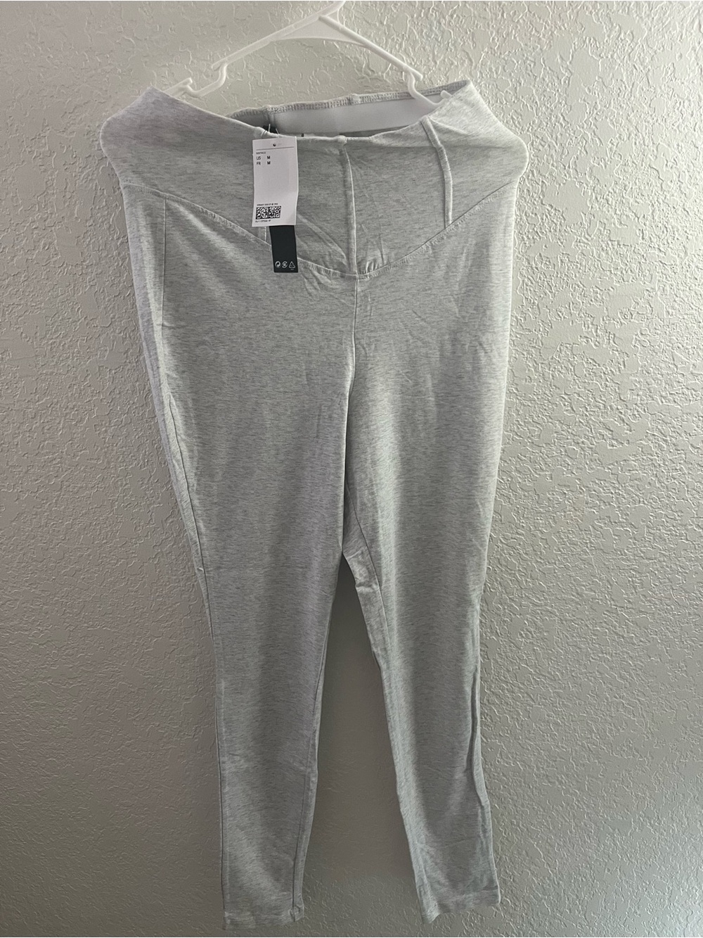Light Gray Leggings with Fold-Over Waist